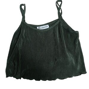 No Boundaries Dark Green Pleated Spaghetti-Strap Cami
